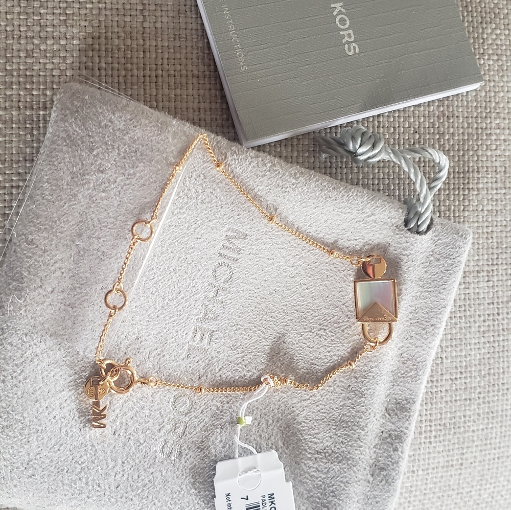 Michael Kors lock rose gold mother of pearl NEW